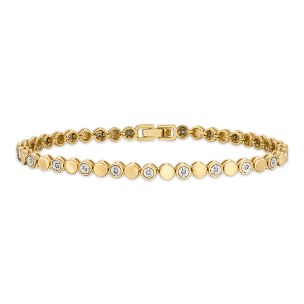 Lab Diamond Tennis Bracelet Round Cut 0.10ct H/SI 18K Gold Vermeil